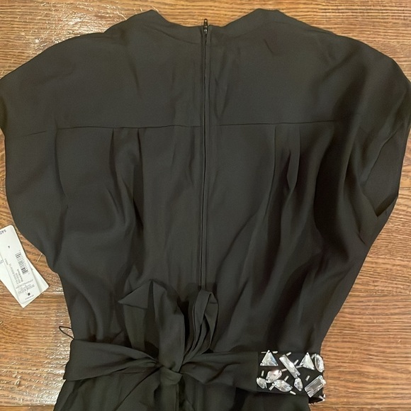 NWT BISOU BISOU Womens Black Wide Leg Jumpsuit Size 4 w Faux Gemstone Belt - Picture 10 of 11